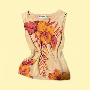 Vintage Y2K Joseph A. orange silk tank top with floral print Size M